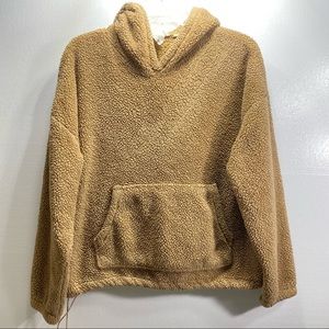 H&M L.O.G.G. Teddy Hoodie Womens Size M Tan